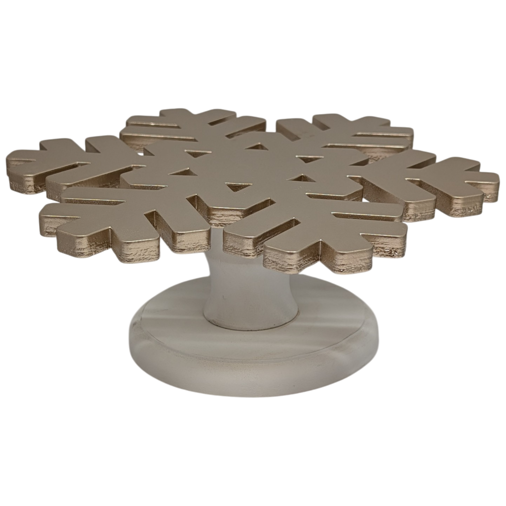 Wood Snowflake Design Riser Rose Gold