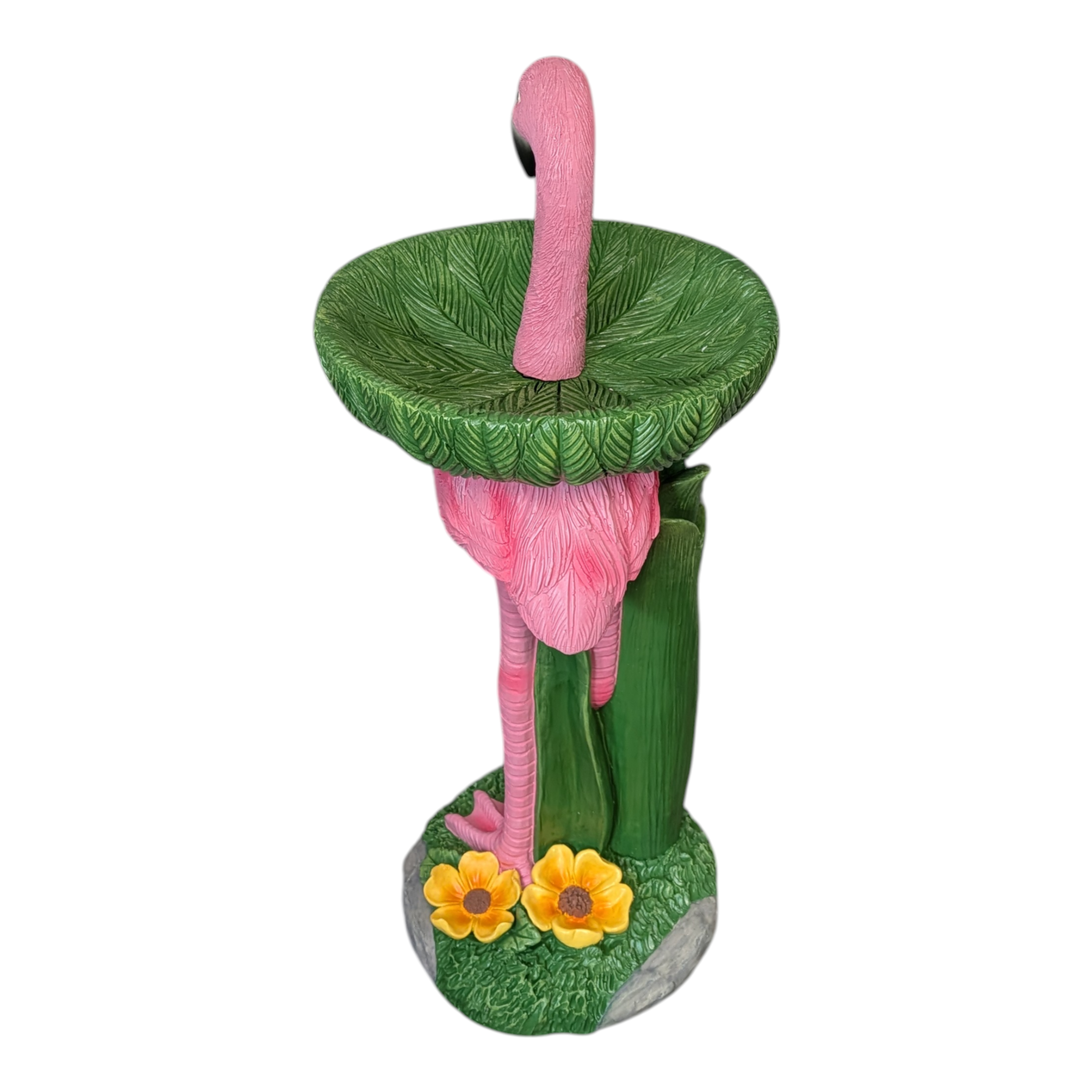 Flamingo Magnesium Bird Bath - 29 Inches Tall