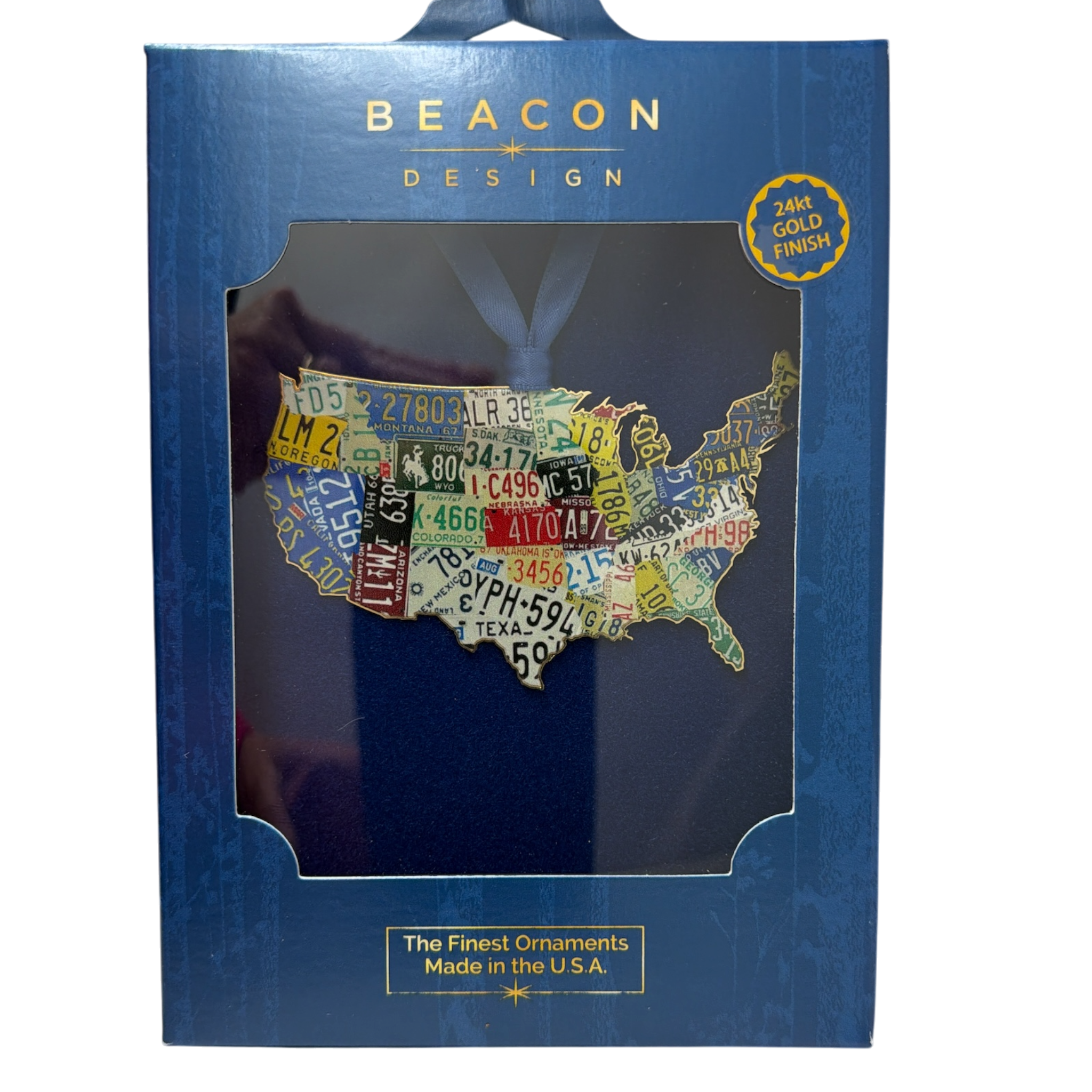 USA License Plate Map Ornament