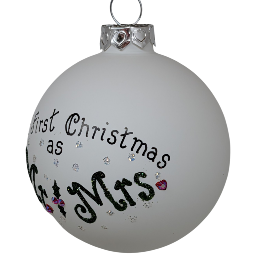 Christmas Keepsake Glass Ornament - First Christmas as Mr and Mrs