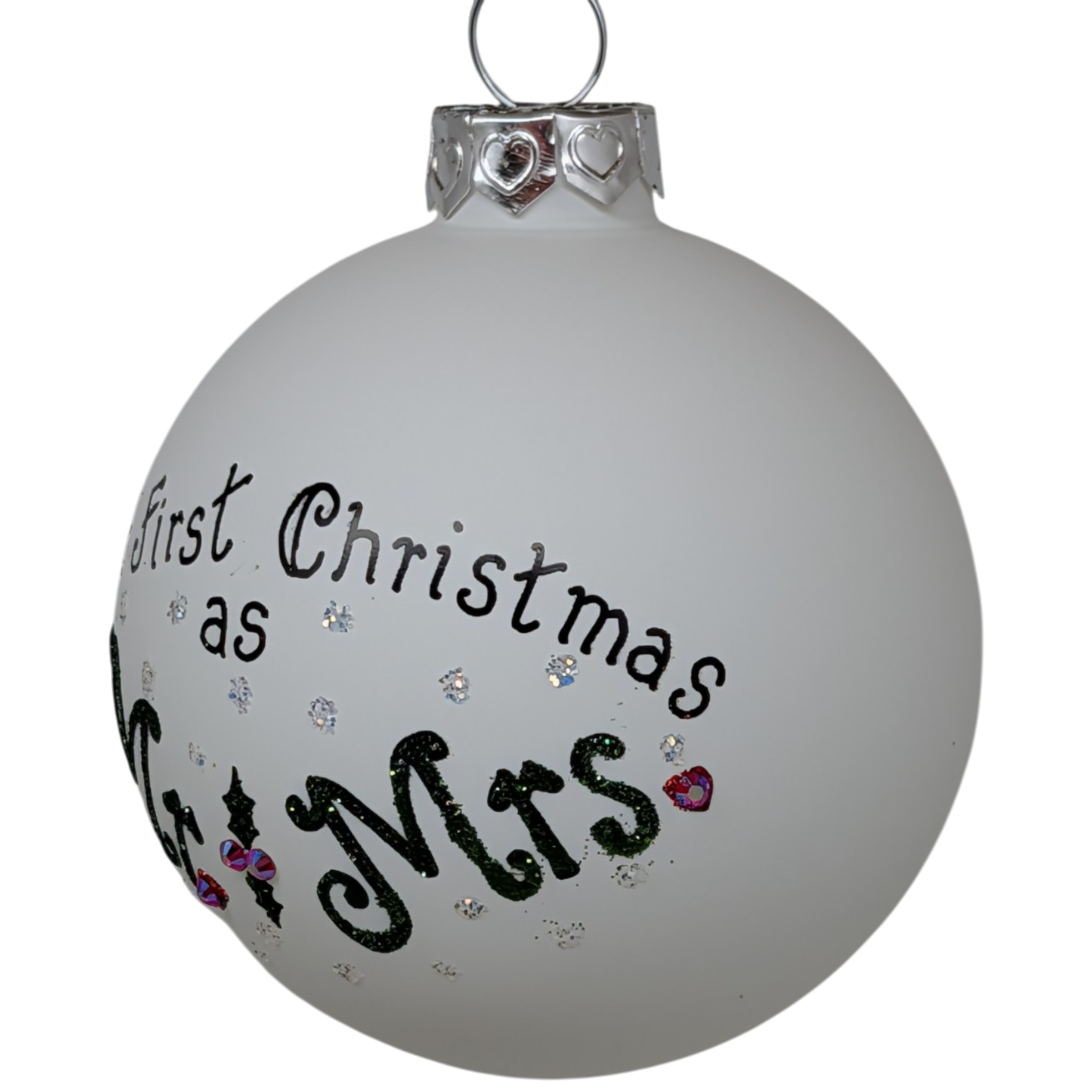 Christmas Keepsake Glass Ornament - First Christmas as Mr and Mrs