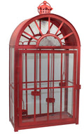Red Tea Light Holder Metal/Glass - Large