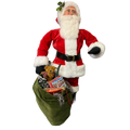 Red Velvet Santa With Bag of Toys
