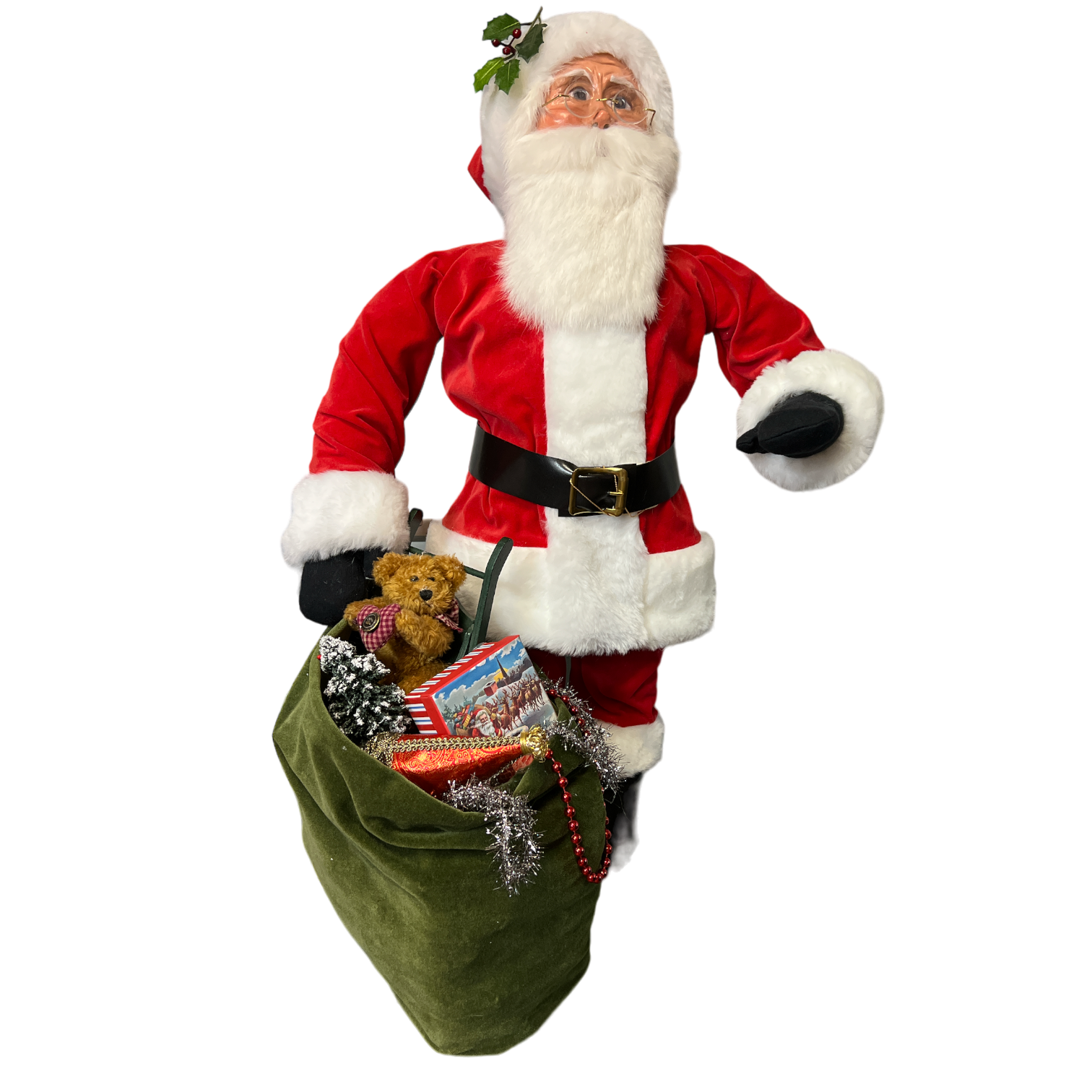 Red Velvet Santa With Bag of Toys