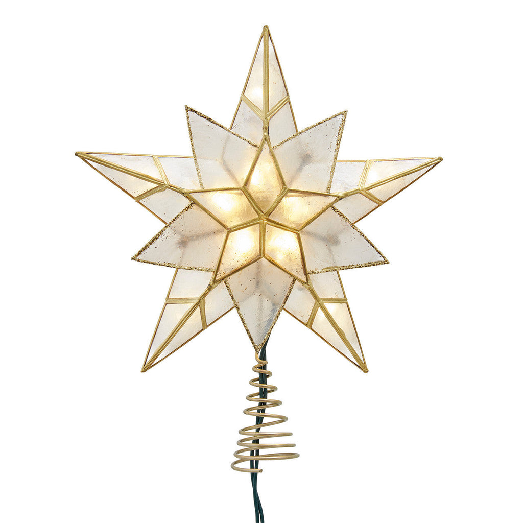 9.84" 10L 5-Point Gold Glittered Capiz Star Treetop