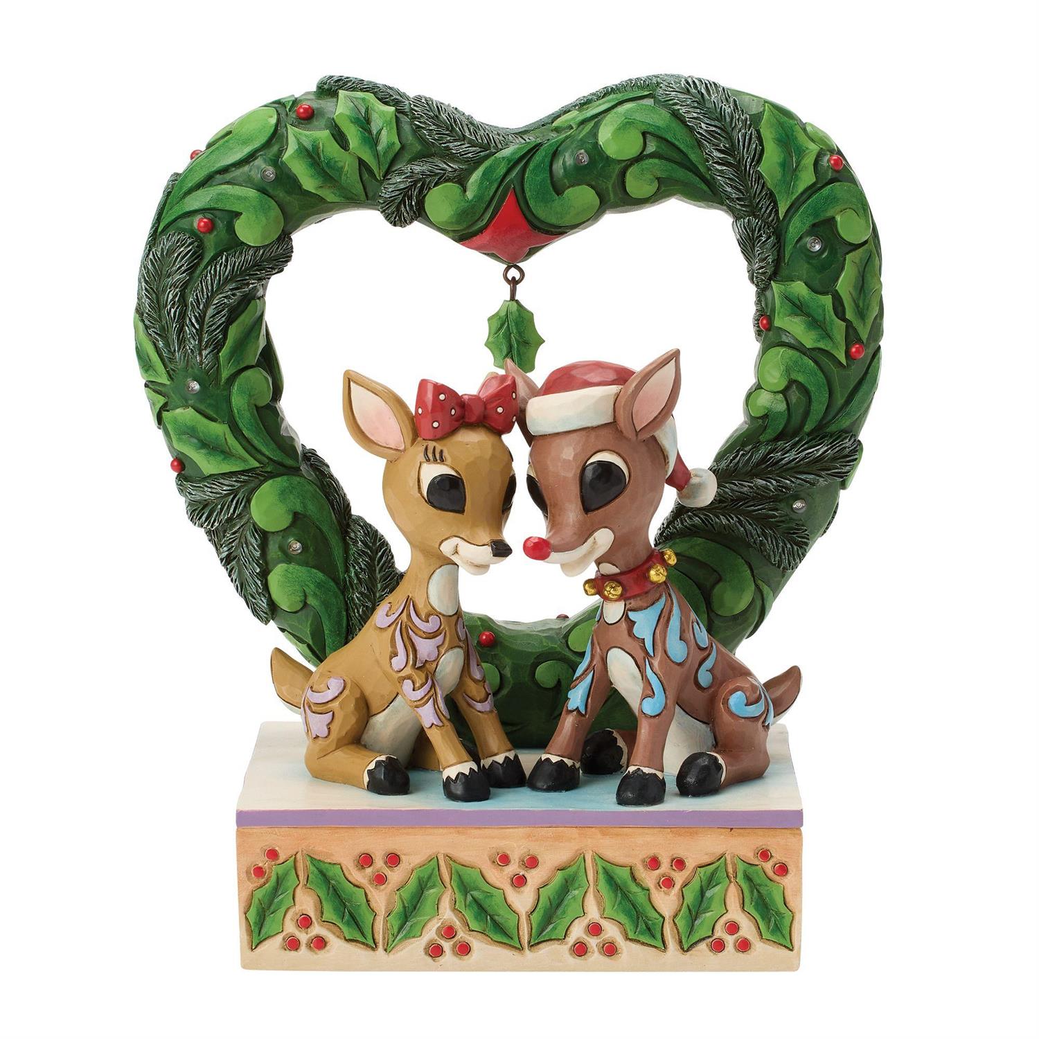 Rudolph and Clarice Heart Wreath Diorama