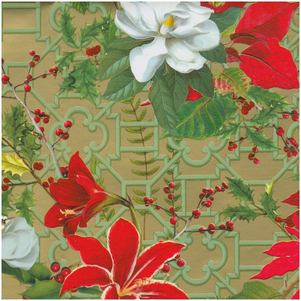 Christmas Garden Gold Gift Wrap - 30" X 8' Roll