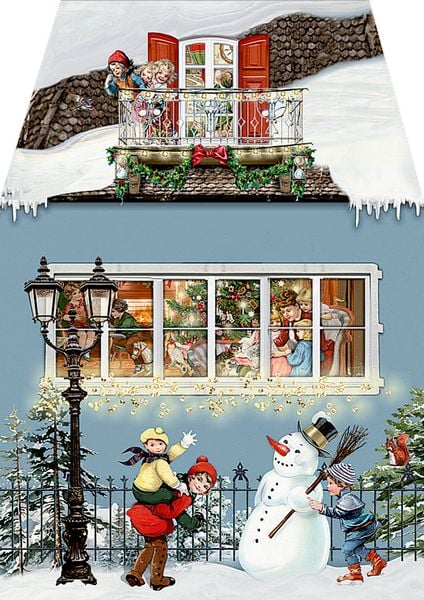 Miniature Advent Card - Winter Night on Lantern Lane