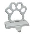 Cast Iron Paw Print Stocking Holder - White