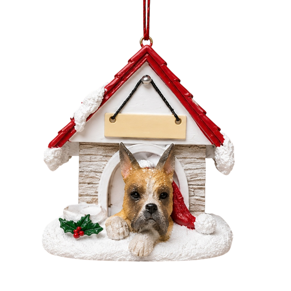 Ceramic Doghouse Ornament - Boxer - Cropped