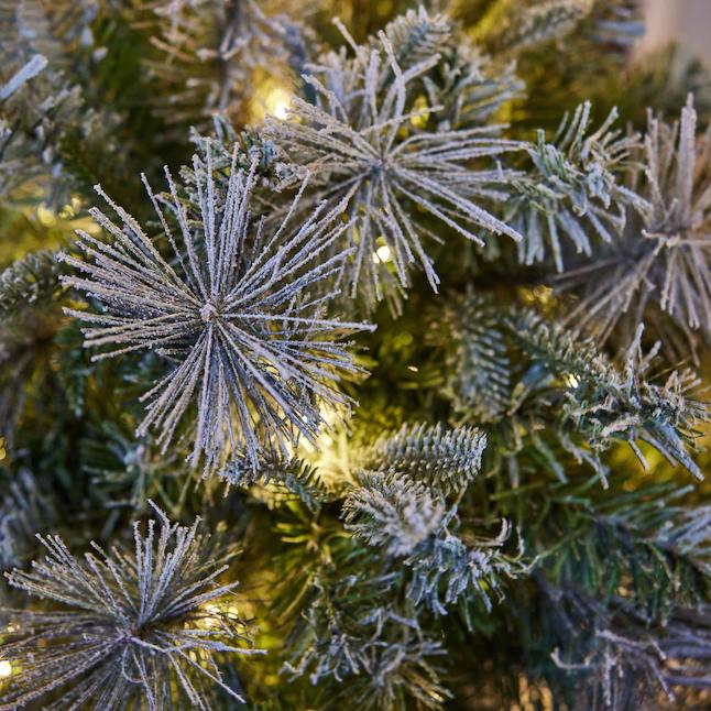 Pre-lit Flocked White Christmas Potted Bush
