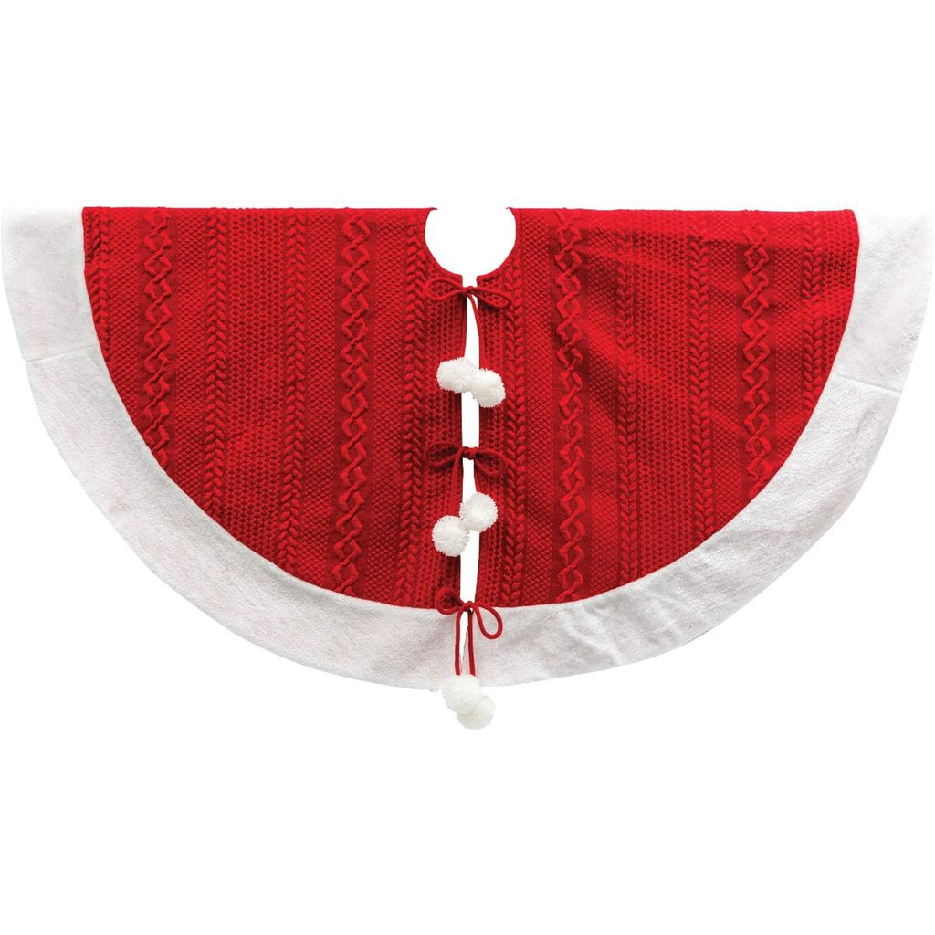 48 Inch Red Acrylic Pom Pom Tree Skirt