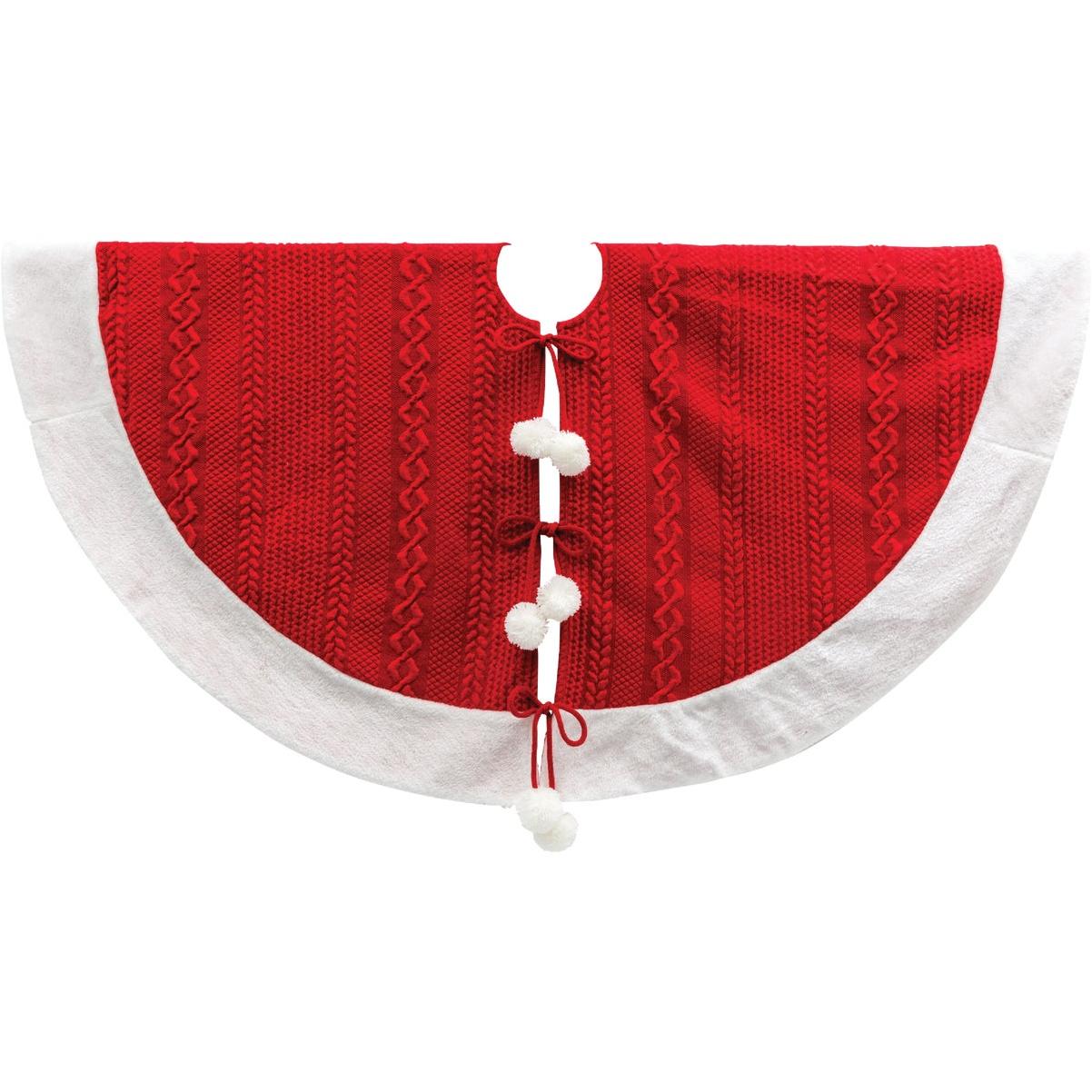 48 Inch Red Acrylic Pom Pom Tree Skirt