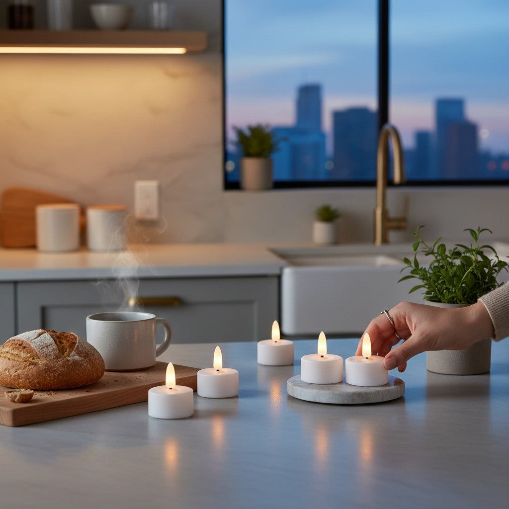 4-Piece Plastic LED Tealight Set with Bullet Flame
