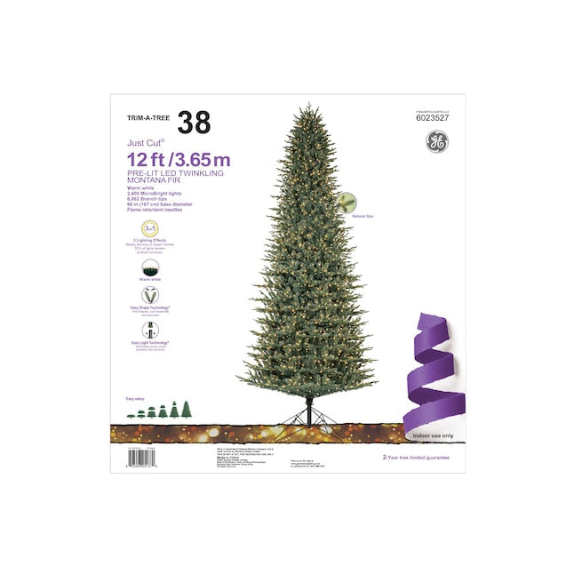 Montana Fir Tree with Twinking White LED Lights - 12 Foot