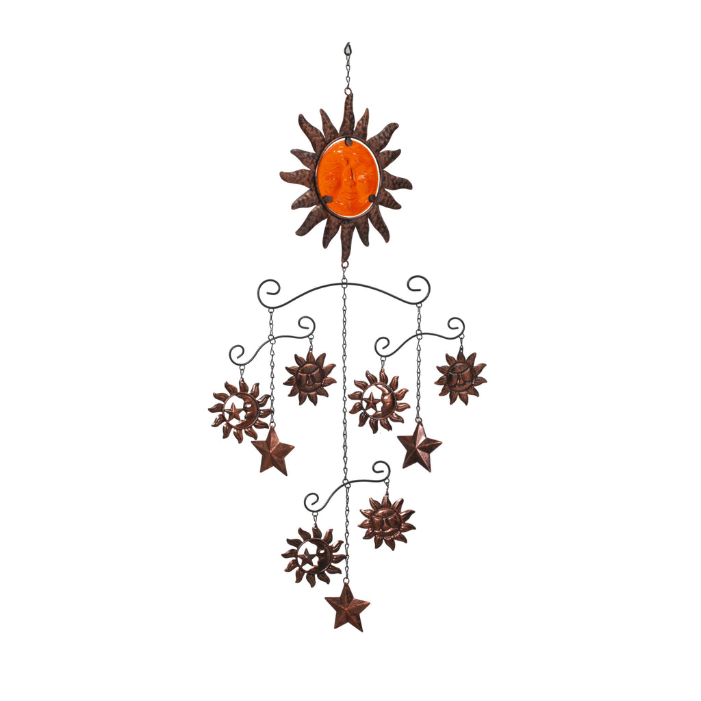 Metal & Fused Glass Sun & Moon Mobile