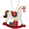Prancer's Rocking Horse Dreams: Hand-Painted Plywood Ornament
