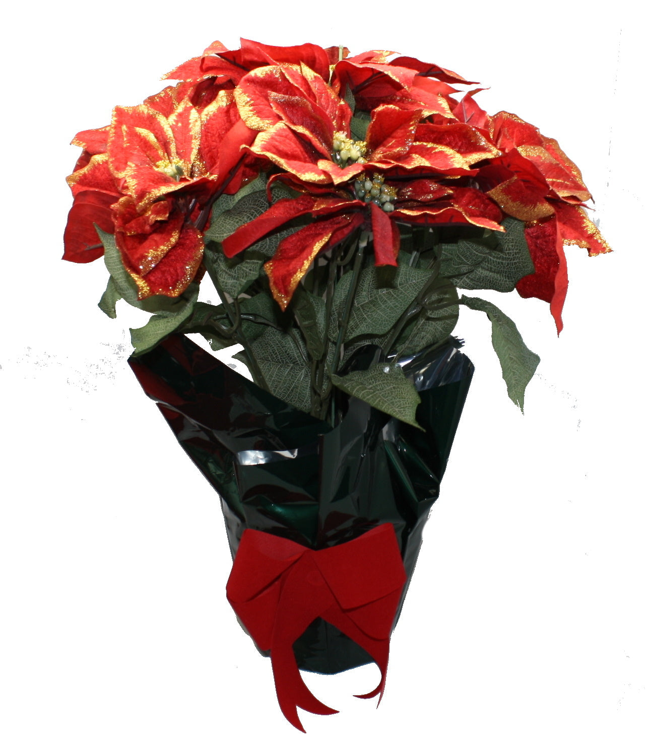 22" Potted Faux Red Poinsettia