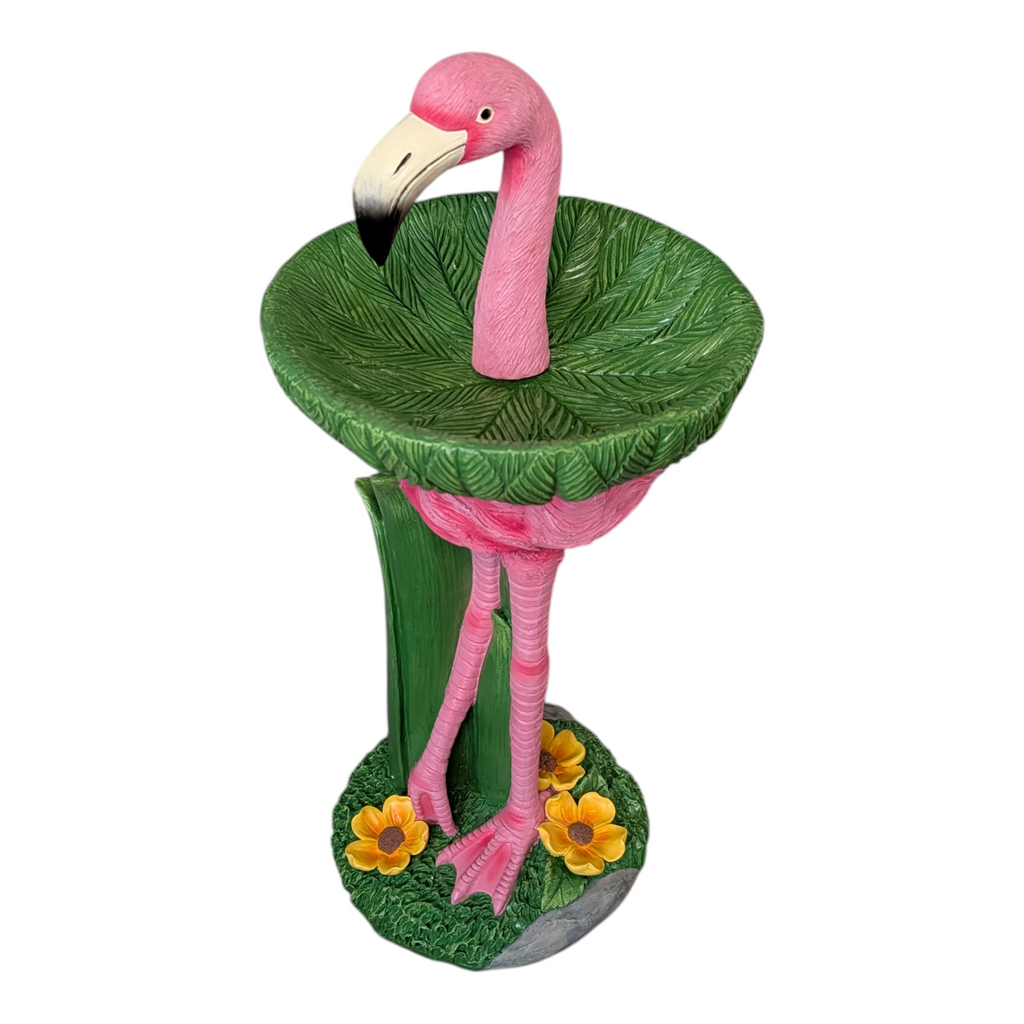 Flamingo Magnesium Bird Bath - 29 Inches Tall
