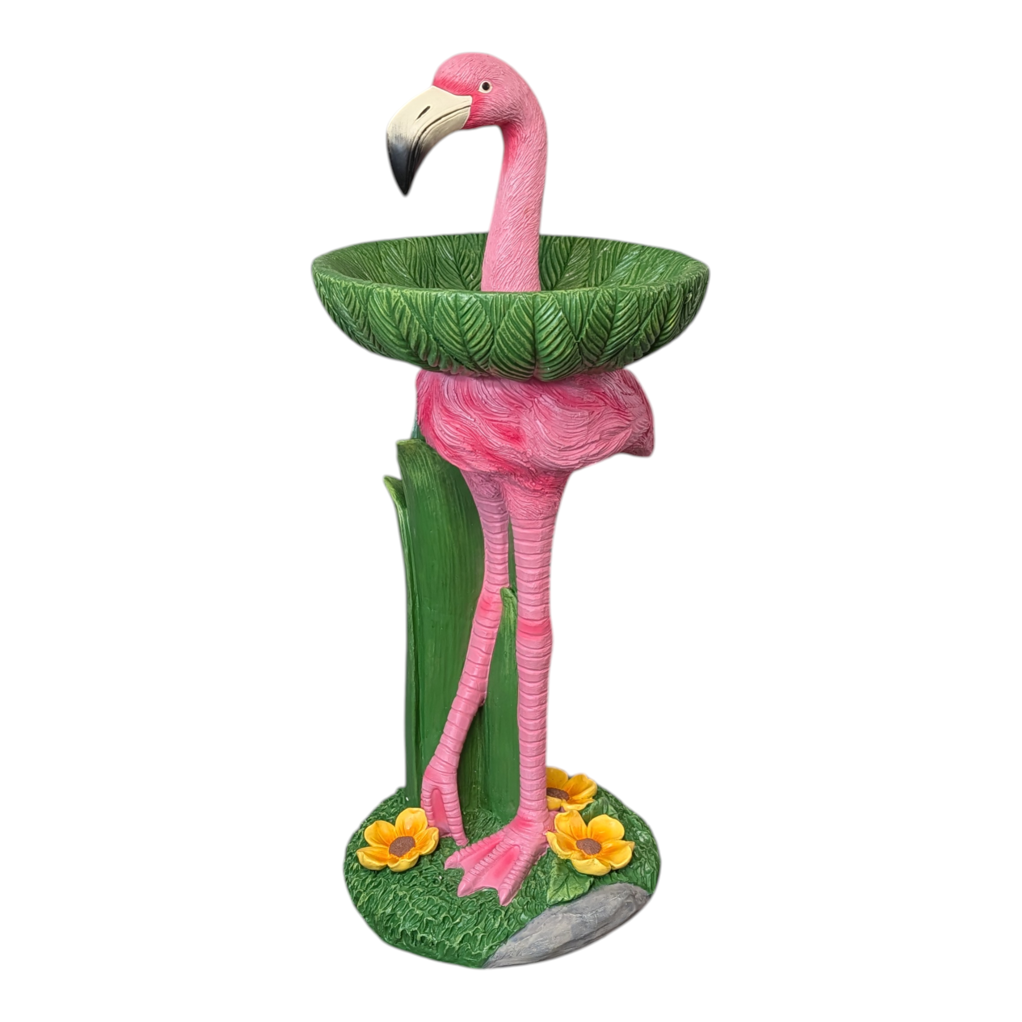 Flamingo Magnesium Bird Bath - 29 Inches Tall