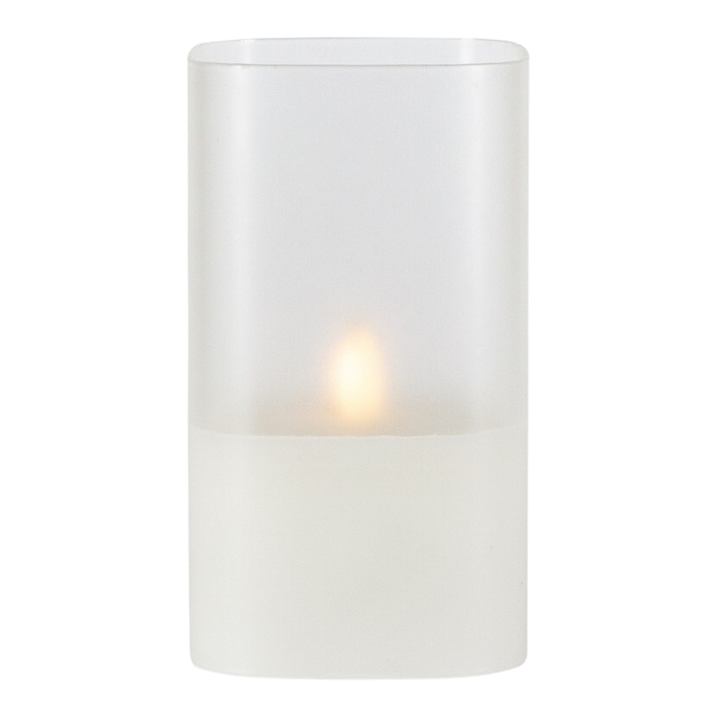 Hand-Poured Real Wax LED Candle in Square Frosted Glass