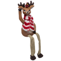 Red and White Striped Scarf with Cardinal Reindeer Shelfsitter
