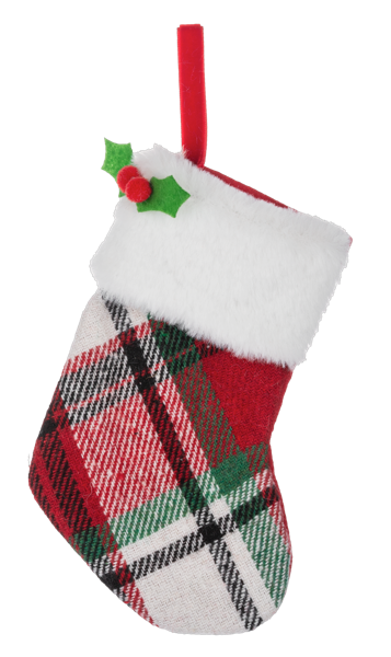 Mini Stocking Gift Card Holder - Multicolor Plaid