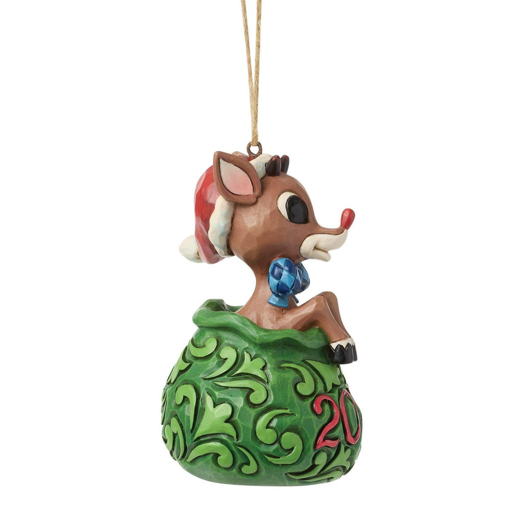 Dated 2026 Rudolph in Bag Ornament