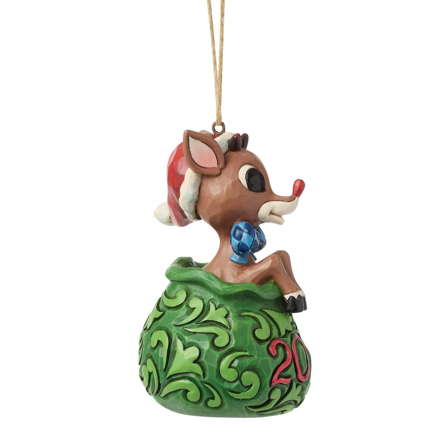 Dated 2026 Rudolph in Bag Ornament
