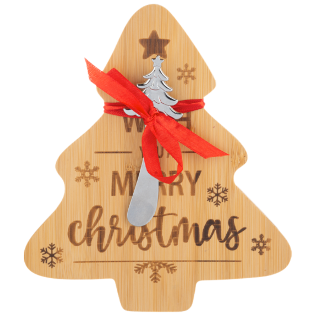 Evergreen Christmas Tree Serving Board with Spreader