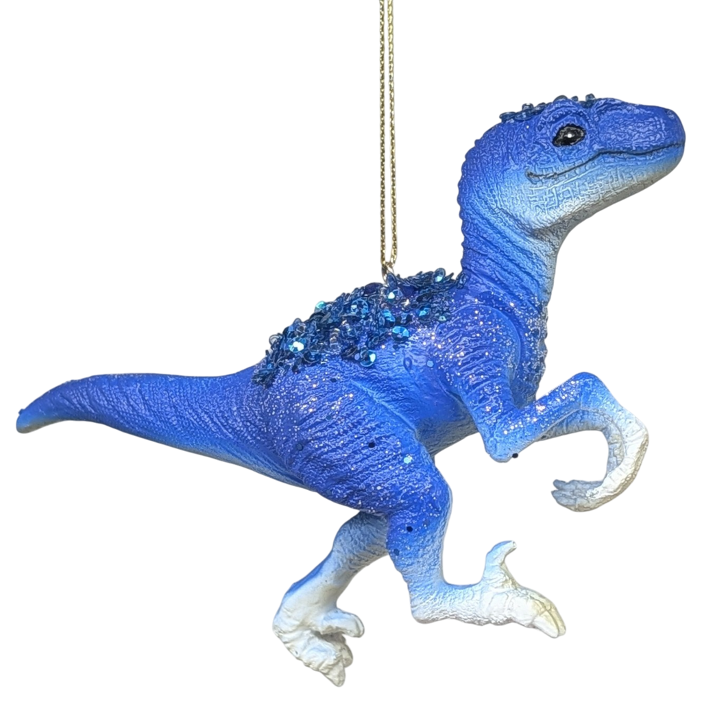 Blue Raptor Dinosaur Ornament
