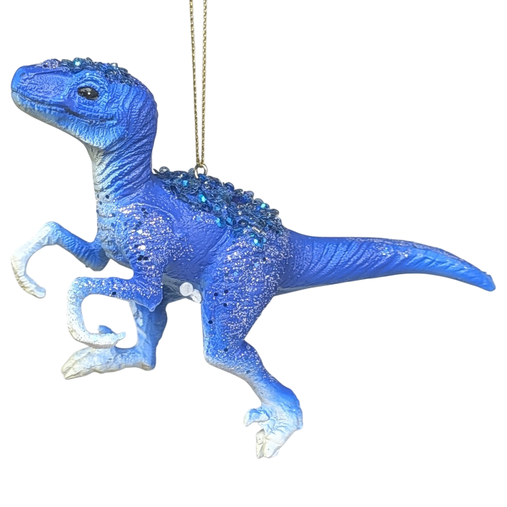 Blue Raptor Dinosaur Ornament