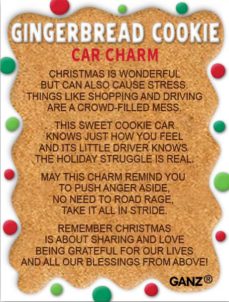 Gingerbread Cookie Car Charm (with Story Card)