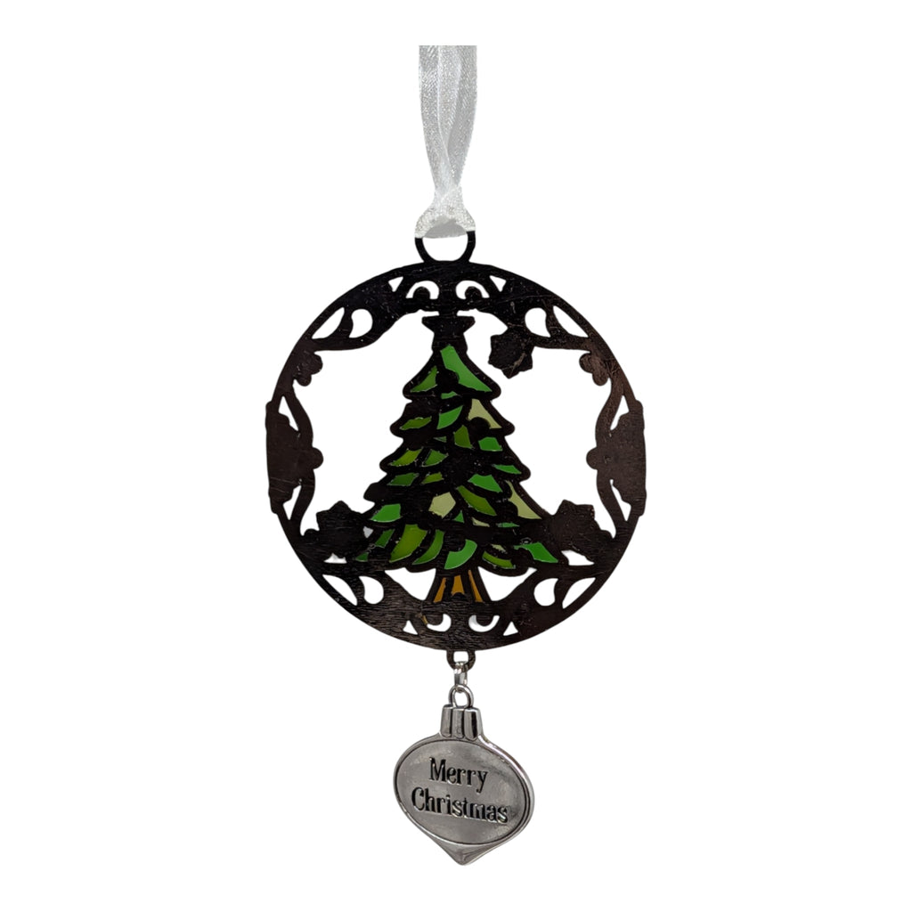 Merry Christmas Evergreen Tree - Colors of Christmas Ornament