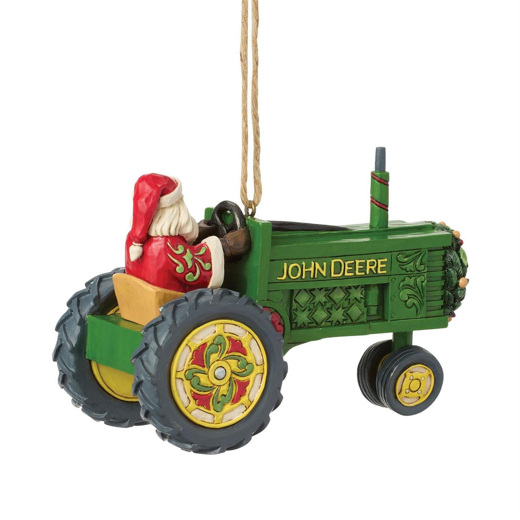 Santa in John Deere Tractor Ornament