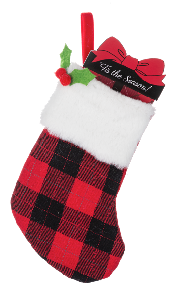 Mini Stocking Gift Card Holder - Red/Black Plaid
