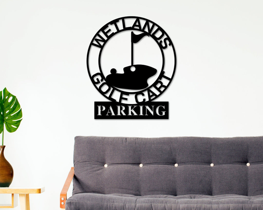 Golf Metal Sign, Personalized Golf Sign, Gold Cart Parking, Metal Wall Art, Metal Sign, Custom Golf Sign, Gift for Him, Golf Gifts 19th hole
