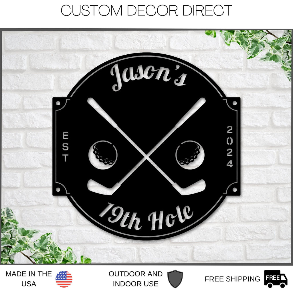 Golf Sign, 19th Hole Sign for him, Personalized Golf Sign, Personalized Golf Decor, Golf Wall Art, Metal Sign, Gift for Dad, Bar Sign, Golf
