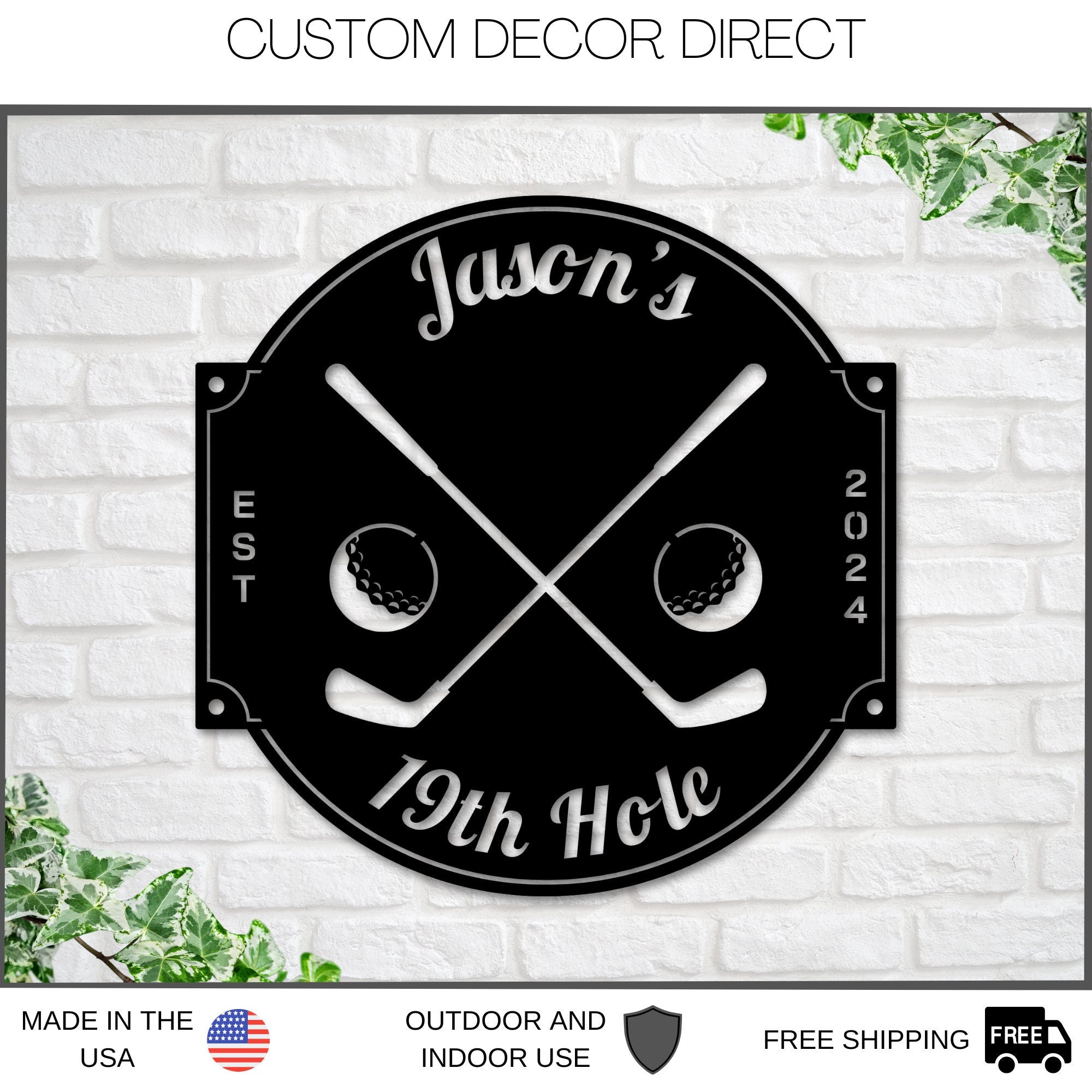 Golf Sign, 19th Hole Sign for him, Personalized Golf Sign, Personalized Golf Decor, Golf Wall Art, Metal Sign, Gift for Dad, Bar Sign, Golf