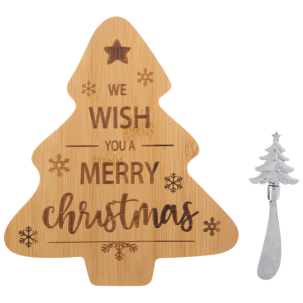 Evergreen Christmas Tree Serving Board with Spreader