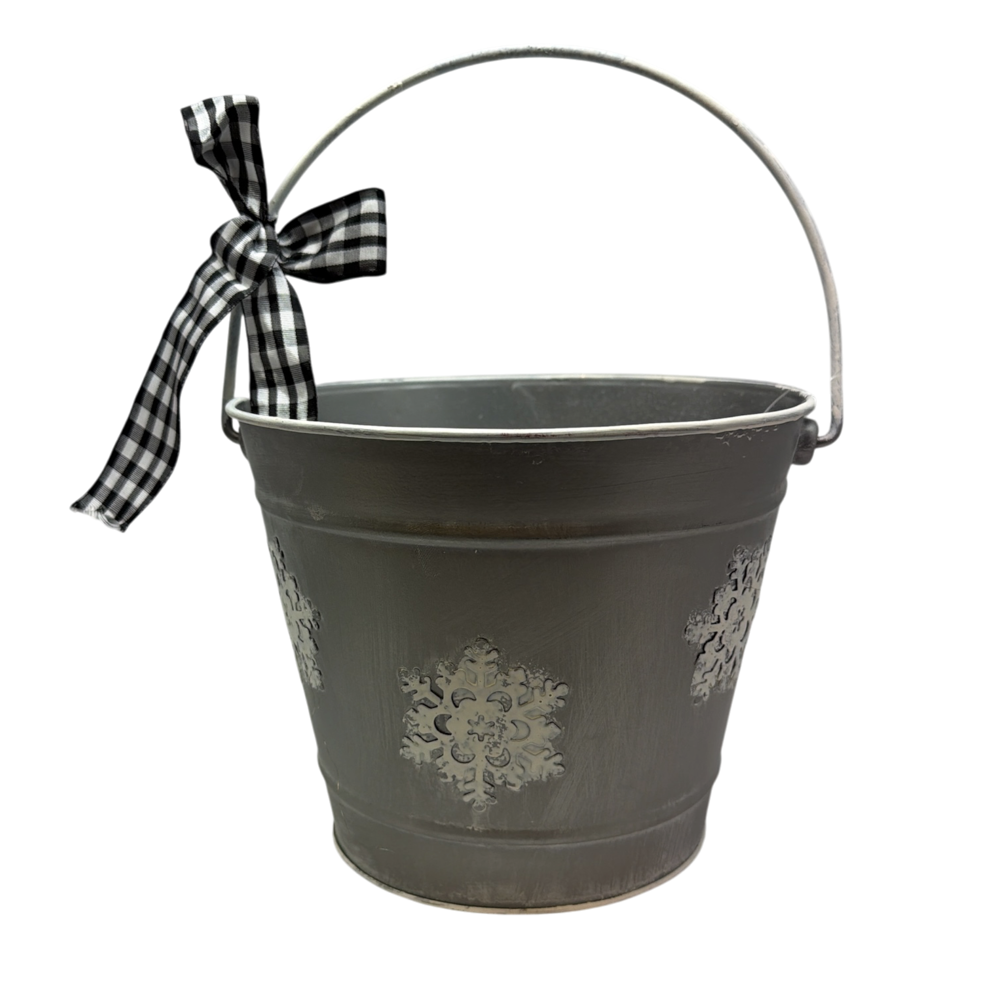 Metal Christmas Snow Bucket - Small