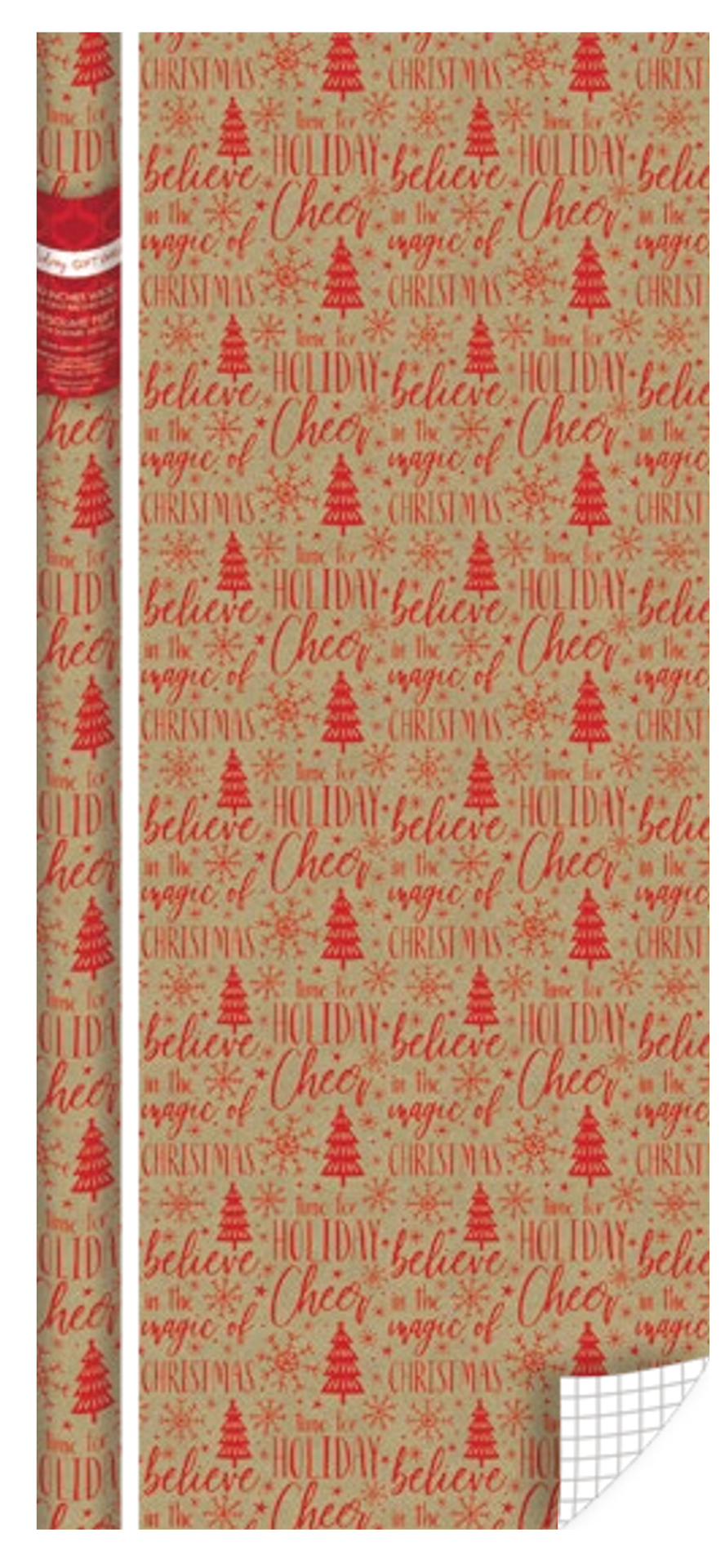 Foil Embossed Kraft Roll Wrap - 30" x 120" - Christmas Notions