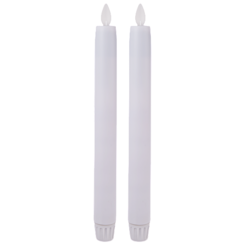 White LED Resin - 2 Piece Taper Candle Set