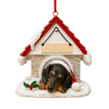Ceramic Doghouse Ornament - Dachshund- Black