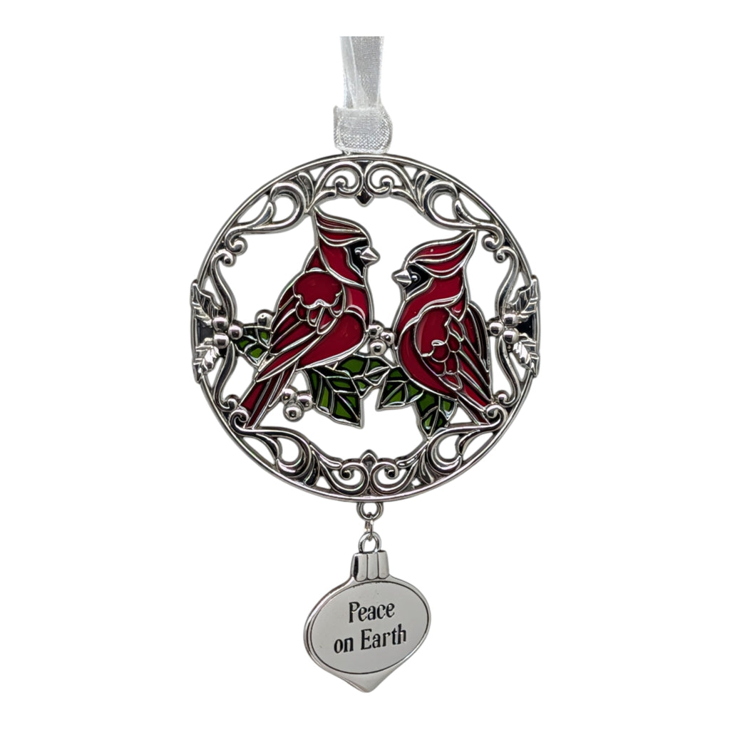 Pair of Peace Cardinals - Colors of Christmas Ornament