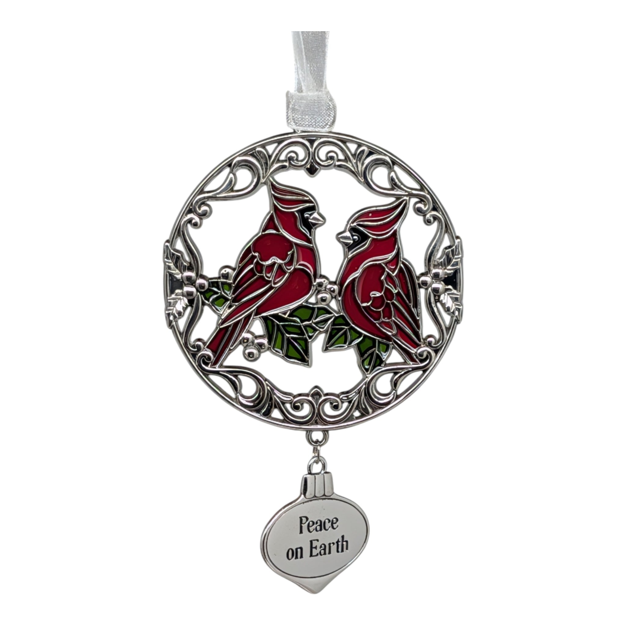 Pair of Peace Cardinals - Colors of Christmas Ornament