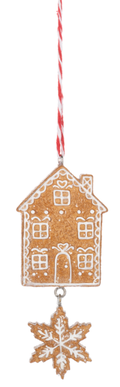 Gingerbread House Cookie Ornament - Snowflake Dangle