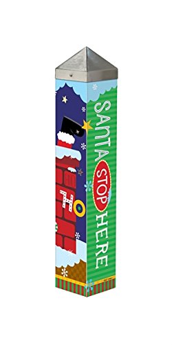 20 inch Art Pole - Santa Stop Here - 4x4