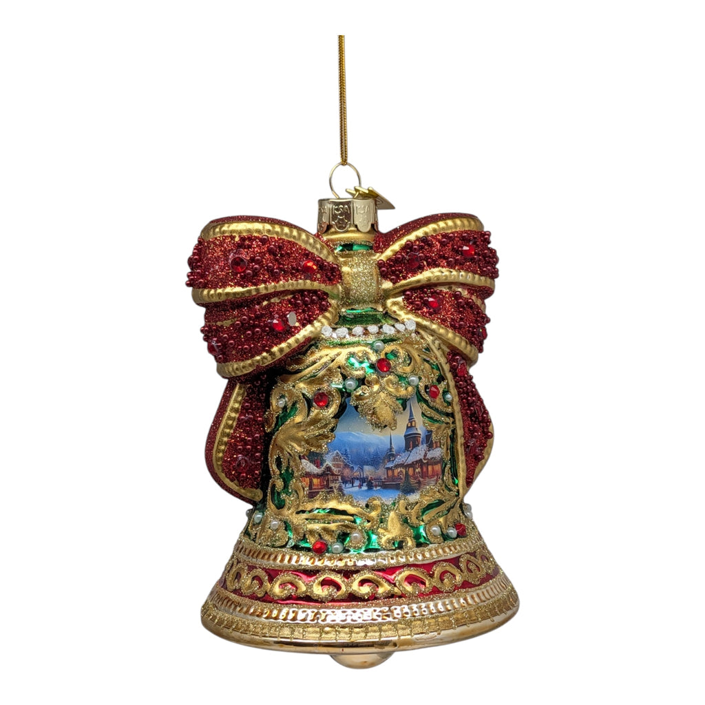 Bellissimo Glass Bell With Scenery Ornament