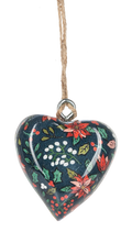 Mini Botanical Heart Ornament - Dark Green